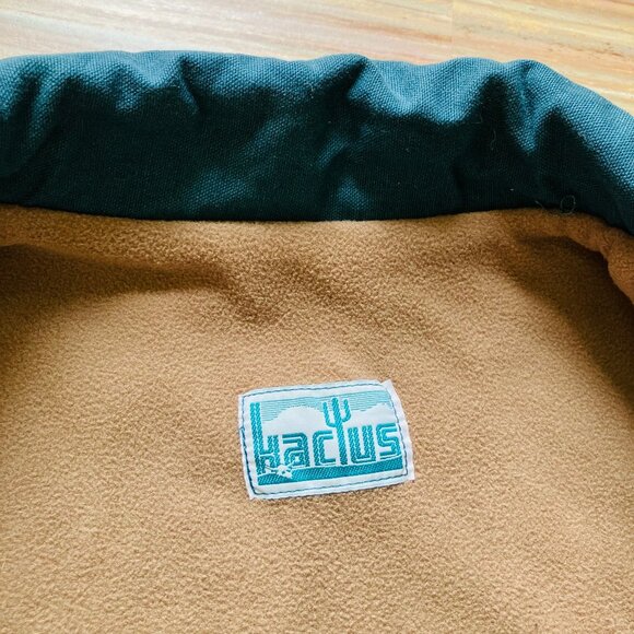 Kactus Western Canvas Utility Vest Green with Fleece Lining Vintage 90s Large - Picture 6 of 8